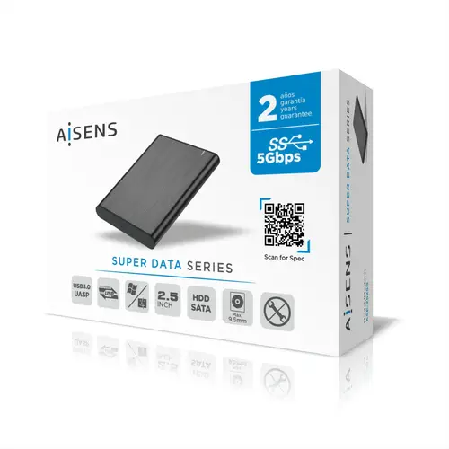 Caja Externa 2,5" ASE-2525B 9.5mm SATA a USB 3.0/USB3.1 Gen1, Negra - Imagen 5