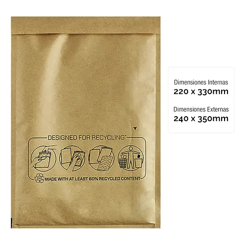 Bolsa Acolchada Burbujas Bankers Box Nº 16 220x330 Pack 10 Uds - Imagen 2