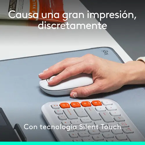POP Mouse, ratón inalámbrico Bluetooth compacto y portátil con botones programables y clics discretos, tecnología Easy-Switch para alternar hasta 3 dispositivos, portátil, tablet, PC: Blanco - Imagen 5