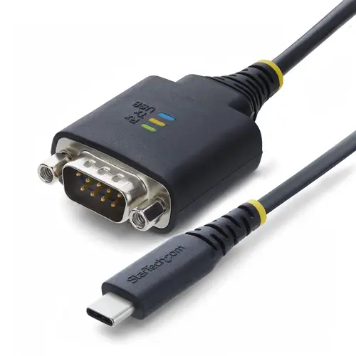 Cable Adaptador USB-C a Serie de 30cm - Chipset FTDI - Retención COM - Tipo C a RS232 DB9 Macho - LEDs de Estado - DB9 Con Tuercas y Tornillos de Fijación Intercambiables - Imagen 1