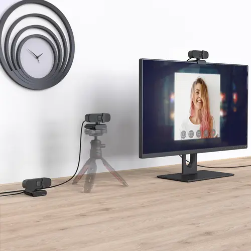 PC Webcam "C 400", calidad FULL HD, con micrófono y base para montar en pantalla, color negro. - Imagen 5