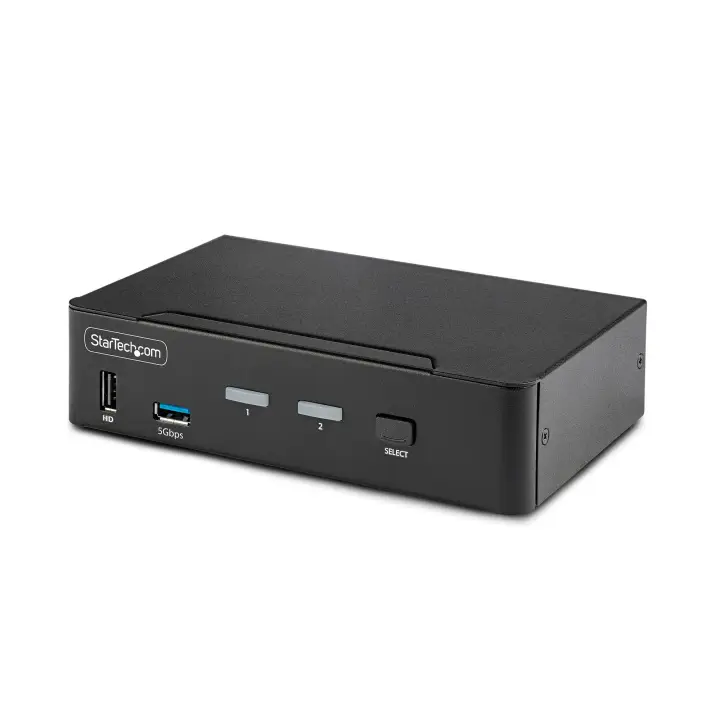 Switch Conmutador KVM DisplayPort de 2 Puertos - 8K60/4K144 - para Un Monitor - DP 1.4 - 2x USB 3.0 - 4x USB 2.0 HID - Conmutado por Botones y Teclas de Acceso Rápido - TAA