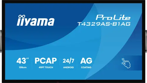 T4329AS-B1AG pantalla de señalización Panel plano interactivo 108 cm (42.5") LED Wifi 500 cd / m² 4K Ultra HD Negro Pantalla táctil Procesador incorporado Android 24/7 - Imagen 2