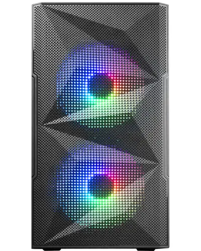 MC-ME, Caja Gaming Compacta MicroATX, Ventana Lateral Completa Cristal Templado, Diseño Frontal Total-Mesh Geométrico, 2X Ventiladores FRGB 120mm, Negro - Imagen 1