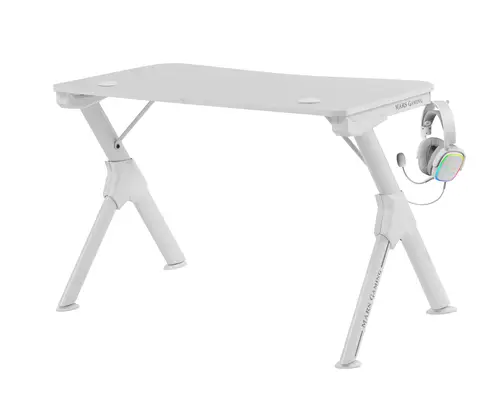 MGD, Mesa Ergonómica Gaming, Soporte Auriculares y Bebidas, Escritorio PC, 110x60cm, Blanco - Imagen 3