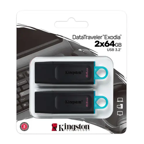 DataTraveler Unidad Flash USB 3.2 ® Exodia - Negro + turquesa - 2 unidades - Imagen 6