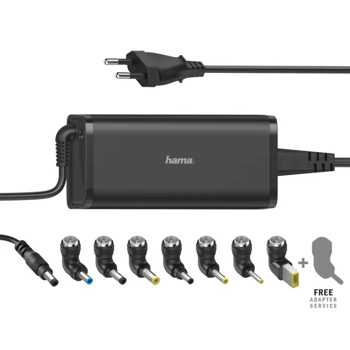 Cargador universal portátil con 8 adaptadores de 15-19V/90W, Color negro