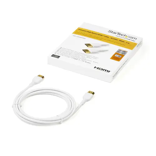 Cable de 2m HDMI 2.0 Certificado Premium de alta velocidad con Ethernet - Durable - UHD 4K 60Hz - con Fibra de Aramida - HDMI 2.0 - TPE - para Monitores y TV - Blanco - Imagen 4
