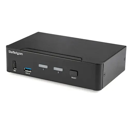 Switch Conmutador KVM de 2 Puertos DisplayPort - 4K a 60Hz - para Una Pantalla - Switch KVM de 2 Puertos DP 1.2 UHD con Hub Ladrón USB 3.0 y Audio - Dell HP Apple - TAA - Imagen 1