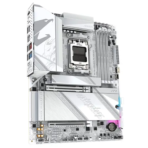 X870 AORUS ELITE X3D ICE Placa Base - Compatible con procesadores AMD Ryzen 9000, VRM digital de 16+2+2 fases, hasta 9000Hz DDR5 (OC), 2xPCIe 5.0 + 2xPCIe 4.0, Wi-Fi 7, LAN 2.5GbE, USB 4 - Imagen 3