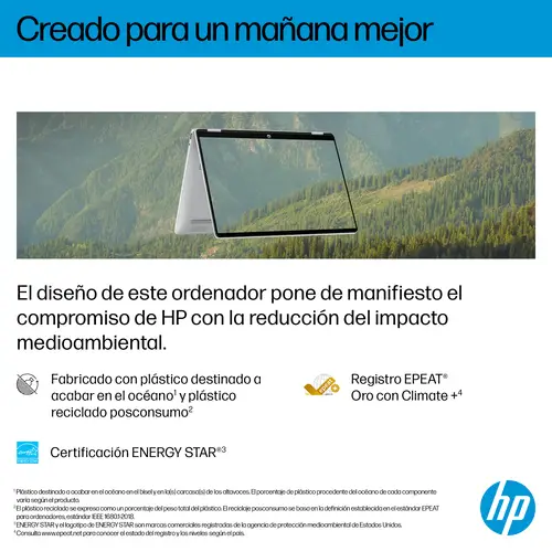 OmniBook 5 Flip 2-in-1 Laptop 14-fp0058ns Intel Core 7 150U 35,6 cm (14") Pantalla táctil 2K 16 GB LPDDR5-SDRAM Wi-Fi 6 (802.11ax) Windows 11 Home Plata - Imagen 8