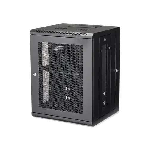 Armario Rack de Pared para Servidores 15U 19" 4 Columnas y Estante 1U - Rack de Servidores de Montaje en Pared con Bisagra - Rack Ventilado para Equipo de Red - Imagen 1