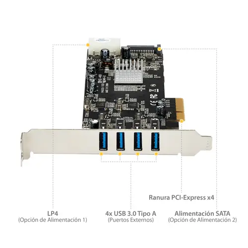 Adaptador Tarjeta PCI Express PCI-E 4 Puertos USB 3.0 UASP 2 Canales de 5Gbps con Alimentación Molex SATA - Imagen 12