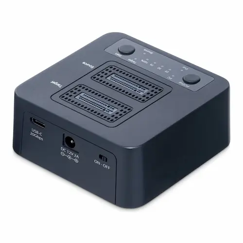 Dock Duplicador Clonador Autónomo 1:1 de Unidad SSD NVMe M.2 - 90GBpm - USB-C 3.2 de 20Gbps - Docking Station USB Tipo C de 2 Bahías - Incluye Cables USB-C/USB-A - Imagen 2