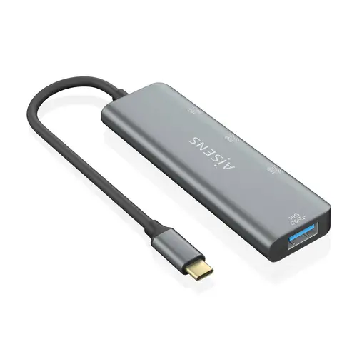 Hub USB 3.2 Gen2 10G USB-C, USB-C/M-1xUSB-C/H-3xUSB-A/H, Gris, 15 cm - Imagen 1