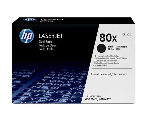 Cartucho original de tóner negro de alto rendimiento 80X LaserJet - Imagen 1