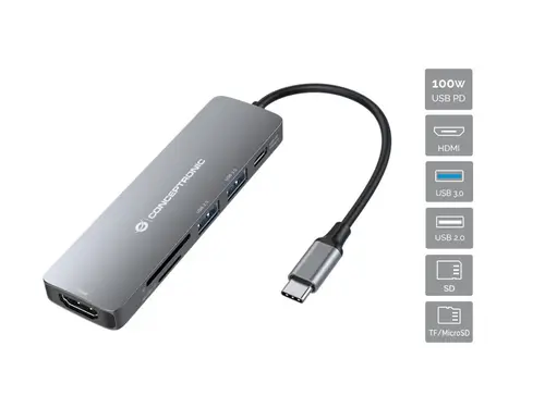 DONN11G base para portátil y replicador de puertos Alámbrico USB 3.2 Gen 1 (3.1 Gen 1) Type-C Gris - Imagen 1