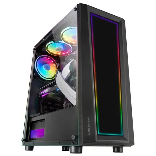 MC-ART Negro, Caja PC Gaming ATX, Doble Cristal Templado Dibujable, ARGB 12 Modos, Ventilador 12cm - Imagen 5