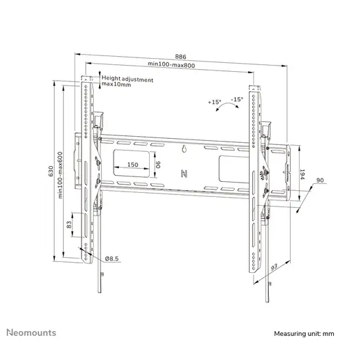 WL35-750BL18 Soporte de pared robusto 43-98" - inclinable - bloqueable - instalación rápida - TÜV - Imagen 20