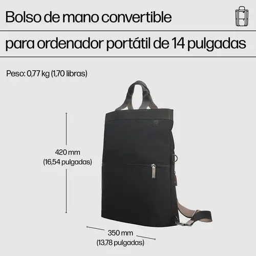 Bolso de mano de mochila para ordenador portátil convertible de 14 pulgadas - Imagen 3