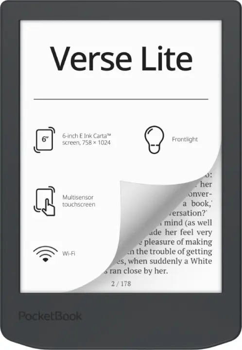 Verse Lite lectore de e-book Pantalla táctil 8 GB Wifi Gris
