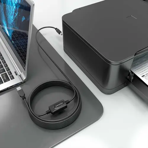 Cable USB 2.0 con Amplificador, Tipo A/M-B/M, Negro, 10m - Imagen 4