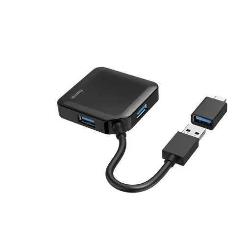 | HUB USB con 4 Puertos y Adaptador USB-C (Conexión de Múltiples Dispositivos, Transformador Universal USB a USB-C, USB 3.2 con Transmisión de 5Gbit/s), Color Negro - Imagen 2