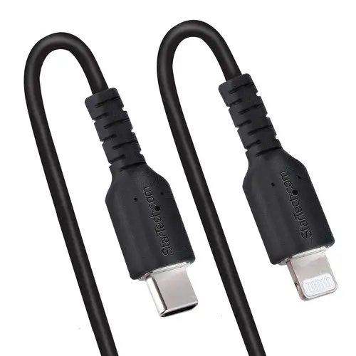 Cable de 50cm USB-C a Lightning MFi, Cable USB Tipo C Rizado de Carga Negro para iPhone, con Recubrimiento de TPE, Núcleo de Fibra de Aramida, Cable Lightning Rizado - Imagen 5