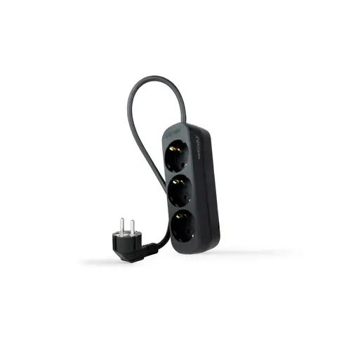 Regleta de Enchufes con 3 Tomas, 1.4 m, Negro - Imagen 1