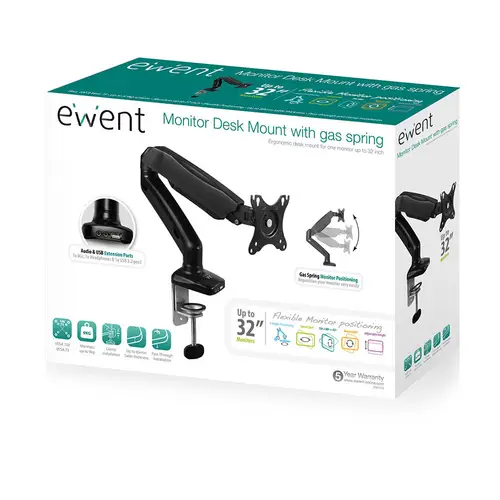 EW1515 soporte para monitor 81,3 cm (32") Abrazadera/Atornillado Negro - Imagen 4
