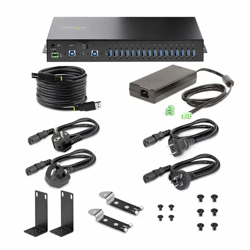 Hub Ladrón Industrial de Metal USB 3.0 5Gbps de 16 Puertos - de Montaje - Alimentación por Bloque de Terminales - Protección ESD - Carga por USB - para 2 Hosts - Imagen 10