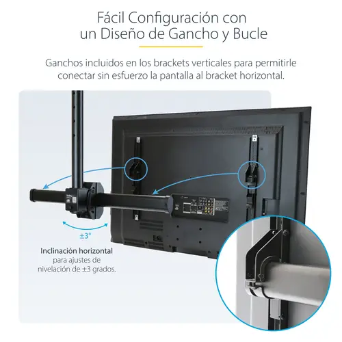 Soporte de Techo para 2 TV - Soporte de Cielo Raso para 2 TV de Espalda a Espalda con Mástil Telescópico Ajustable - Giro Inclinación y Rotación - Soporte VESA para Pantallas de 32" a 75" - Imagen 15