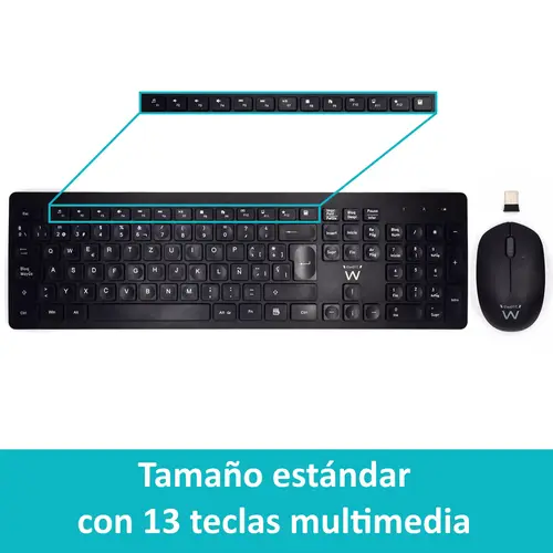 EW3256 teclado Ratón incluido Universal RF inalámbrico QWERTY Español Negro - Imagen 4