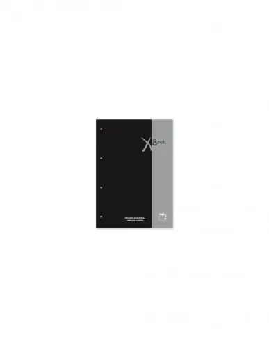 RECAMBIO XBLOCK DIN A4 TAPA CARTÓN 4 TALADROS 80 HOJAS PAPEL 90GRS. CUADRICULA 5X5 + GRECA COLOR NEGRO PACSA 21159