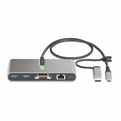 Hub Ladrón USB-C de 2 Puertos USB-A de 5Gbps con Red RJ45 Ethernet Gigabit y Puerto Serie DB9 RS232 FTDI - Concentrador USB - Entrega de Alimentación PD de 100W de Paso - Imagen 3
