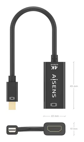 Conversor MINI DP a HDMI 4K@60Hz, MINI DP/M-HDMI/H, Negro, 15cm - Imagen 4