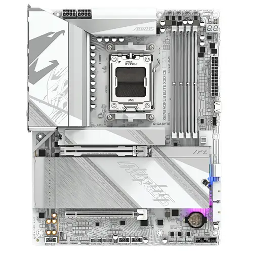 X870 AORUS ELITE X3D ICE Placa Base - Compatible con procesadores AMD Ryzen 9000, VRM digital de 16+2+2 fases, hasta 9000Hz DDR5 (OC), 2xPCIe 5.0 + 2xPCIe 4.0, Wi-Fi 7, LAN 2.5GbE, USB 4 - Imagen 2