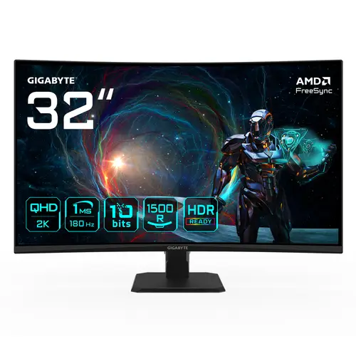 GS32QCA 31.5" Monitor Curvo para Gaming QHD - 2560 x 1440, 180Hz, 1ms, 250 cd/m², FreeSync, HDR Ready, HDMI 2.0, DisplayPort 1.4 - Imagen 1