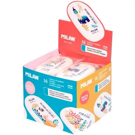 MILAN GOMA OVALADA 1416 SERIE SPECIAL STORY TIME CAJA EXPOSITORA DE 16 BLANCO