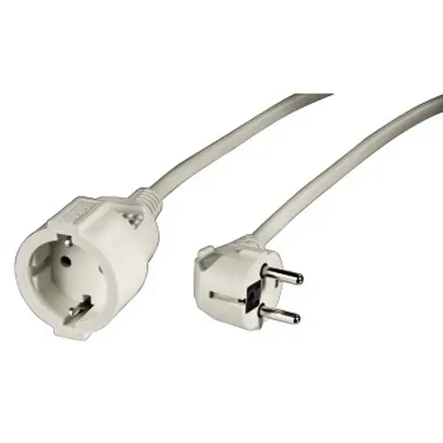 Cable con enchufe de 2m, seguro, resistente, color blanco. - Imagen 1