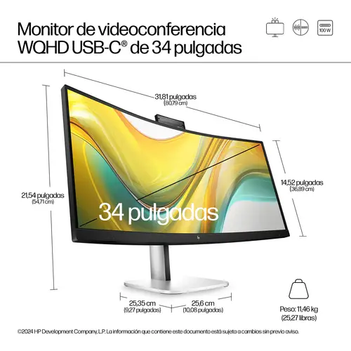 Series 5 Pro Monitor de videoconferencia WQHD USB-C Pro de la serie 5 de 34 pulgadas: 534pm - Imagen 5