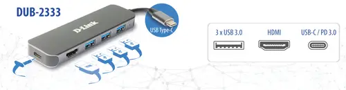 DUB-2333 base para portátil y replicador de puertos Alámbrico USB Tipo C Gris - Imagen 3