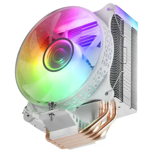 MCPU-VR, Disipador CPU, Doble Espejo Infinito ARGB, 4 Heatpipes HCT, TDP 180 W, Ventilador Ultra-silencioso PWM 12 cm, Blanco - Imagen 5