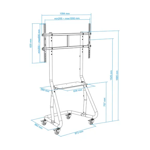 FS20200M-B Soporte de suelo con ruedas/patas para pantallas de 60" - 105" - Imagen 9