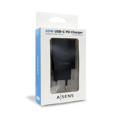 Cargador USB-C PD 3.0 1 Puerto 1x USB-C 20 W, Negro - Imagen 3