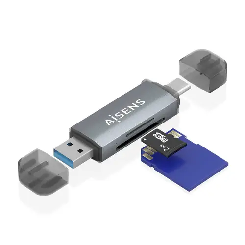 Lector de Tarjetas SD, Micro SD, MMC, RS-MMC, MMC Micro, USB-A y USB-C, Gris - Imagen 3