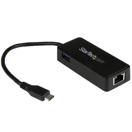 Adaptador de Red Gigabit USB-C con Puerto USB Extra - Negro - Imagen 1