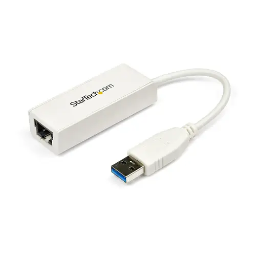 Adaptador Tarjeta de Red Externa NIC USB 3.0 a Ethernet Gigabit de 1 Puerto - 1x RJ45 Hembra - 1x USBA - 10/100/1000 - Adaptador LAN Externo - Blanco - Imagen 1