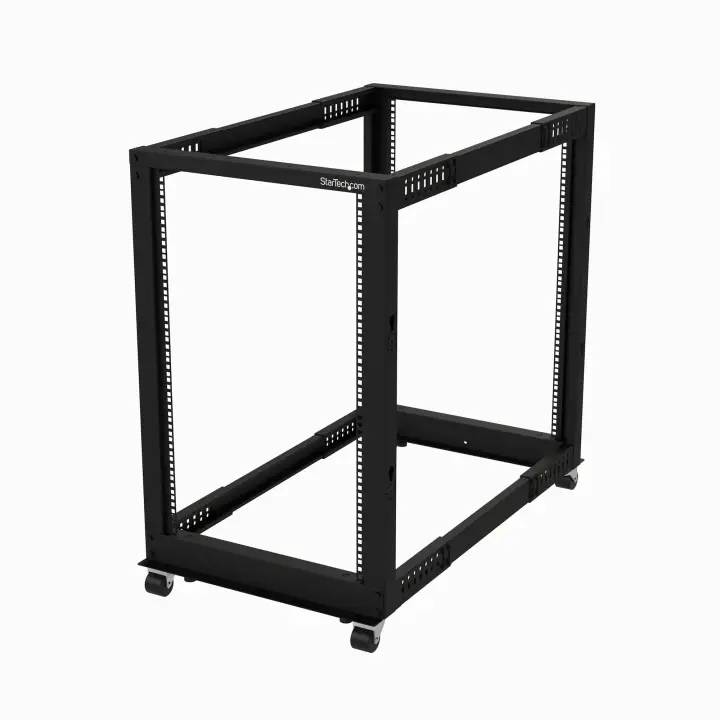 Rack 18U Móvil de Marco Abierto de 4 Columnas para Servidores - Rack de Cuatro Columnas de 19 Pulgadas para Equipo de Red e Informático - Ruedas o Patas Niveladoras