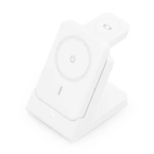 AISENS Cargador Inalambrico USB C 4 en 1 De 15W Para Movil  Apple Watch  Auriculares Con Estuche De Carga  Blanco